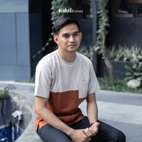 T-shirt Pria 2 tone combed - GIL LIGHT BROWN
